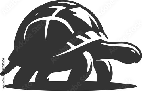 Tortoise with its head down as if searching for food vector silhouette