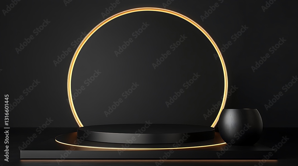 Elegant Black and Gold 3D Render: Minimalist Product Display AI Generated Elegant Black and Gold 3D Render: Minimalist Product Display AI Generated