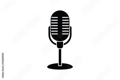 Silhouette design of a vintage microphone vector art illustration1.eps