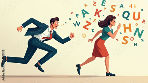 Ambitious Businessman Outpacing Competitors in Challenging Corporate Race