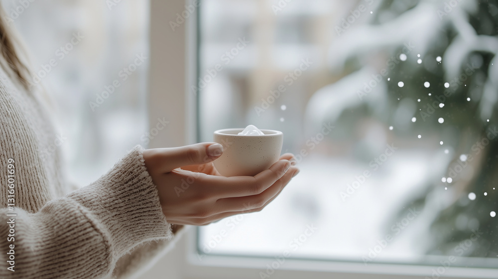 Cozy indoor skincare routine by the snowy window Cozy indoor skincare routine by the snowy window