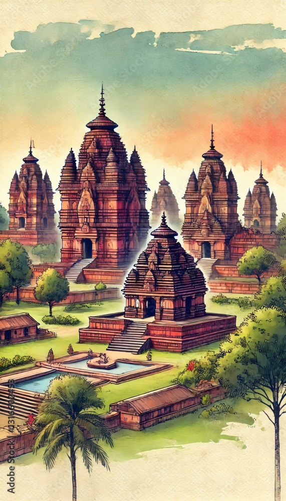 Fototapeta premium Illustration of odisha temples for odisha day.