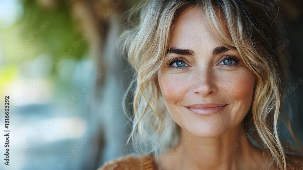 Close-up of an older woman smiling post-facelift, proud of her rejuvenated appearance Close-up of an older woman smiling post-facelift, proud of her rejuvenated appearance