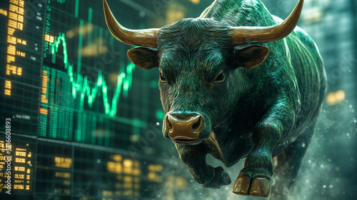 Stock market bull run, bullish trading market trend