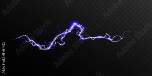A realistic electric lightning bolt effect with vibrant neon colors and dynamic light streaks.