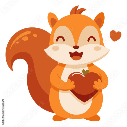 Delightful Squirrel Character Holding a Heart for Sweet Greetings and love