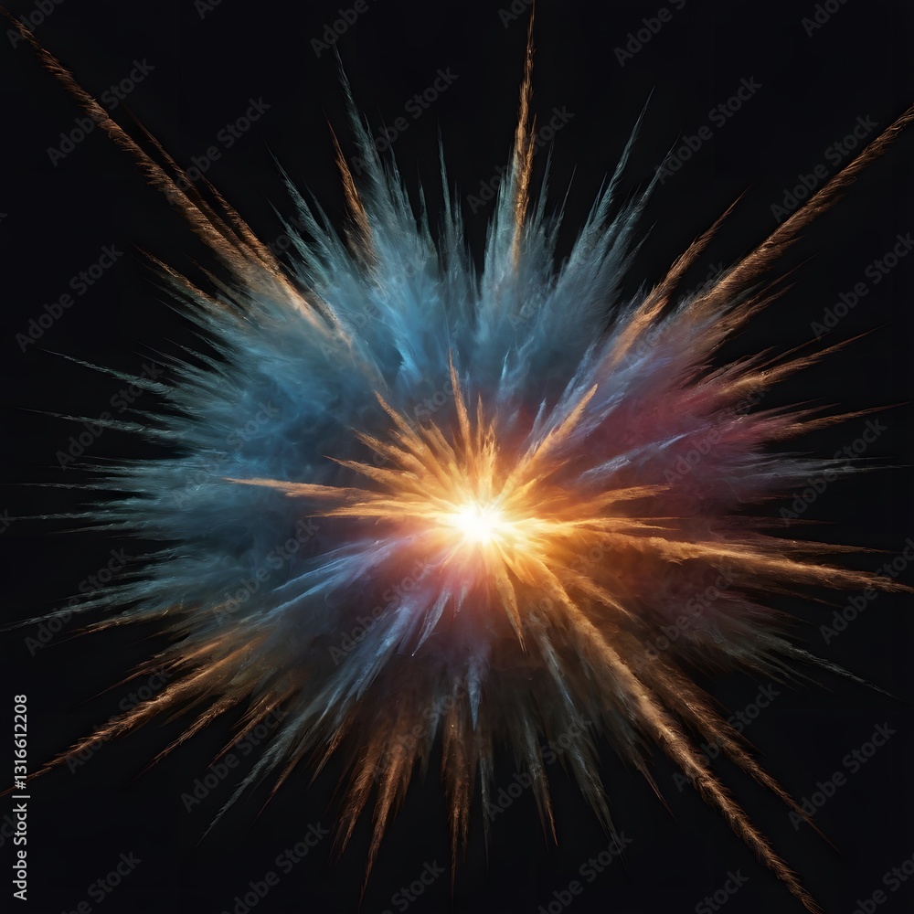 Fototapeta premium energy power explosion effect isolated on a black background