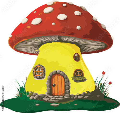 Mushroom house in the forest, fairy tale house