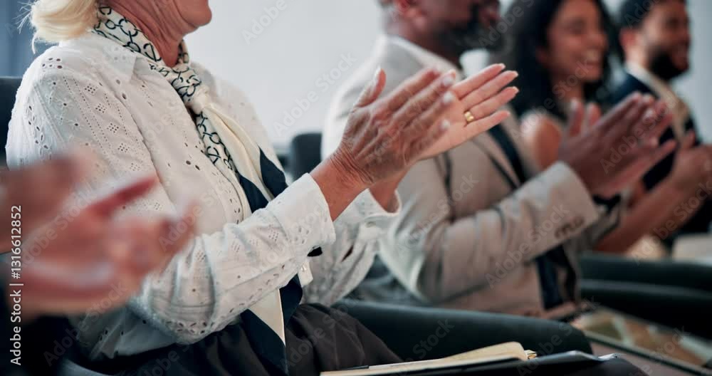 Business people, winner or clapping hands in promotion, announcement or negotiation success at office. Group of employees, applause and celebration for partnership, prize or workplace contract goal Business people, winner or clapping hands in promotion, announcement or negotiation success at office. Group of employees, applause and celebration for partnership, prize or workplace contract goal