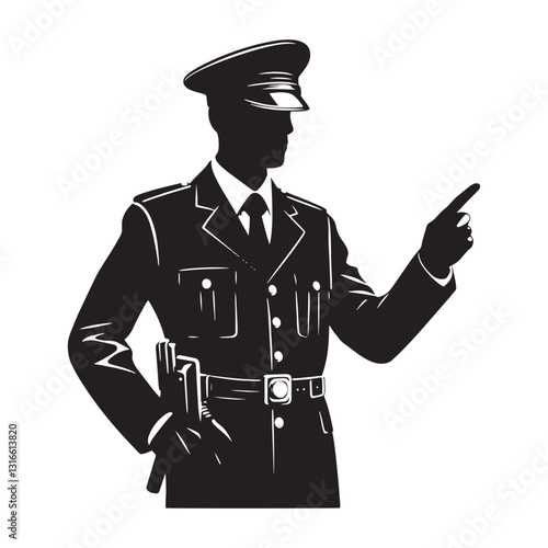 Sharp-Eyed Security Guard silhouette, detecting threats before they arise - Security Guard illustration - Minimalist Security Guard vector - Profession silhouette
