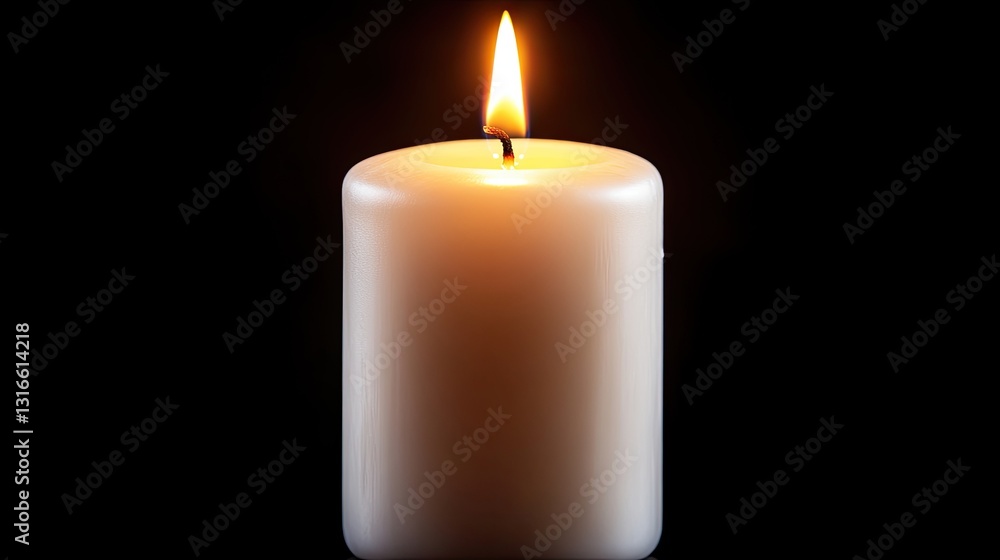 LED Candle with Warm Flame Glowing in Total Darkness Background LED Candle with Warm Flame Glowing in Total Darkness Background
