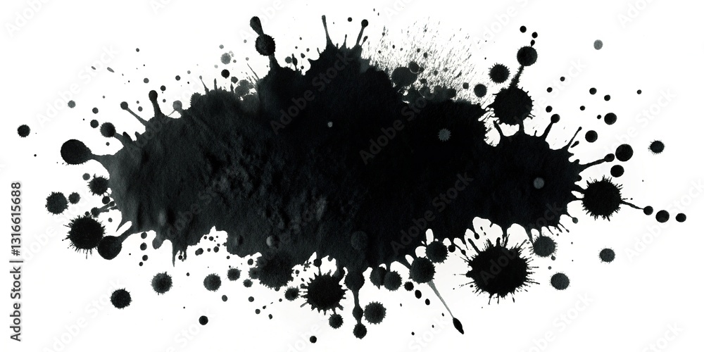Abstract Black Ink Blots on White Background - High Resolution Texture Abstract Black Ink Blots on White Background - High Resolution Texture