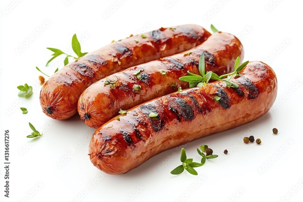 Grilled sausage isolated on white background. Grilled sausage isolated on white background.
