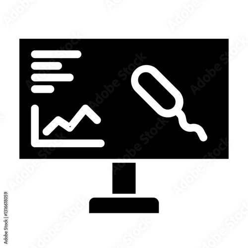 display of microbes on the monitor glyph icon
