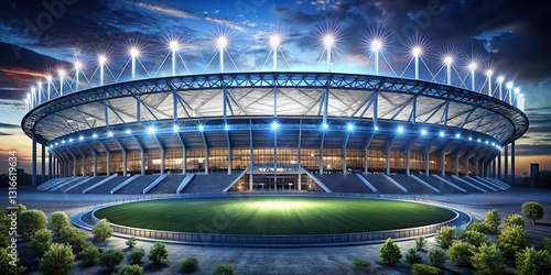 Colossal Night Stadium: Epic Illuminated Arena, Breathtaking Night Scene