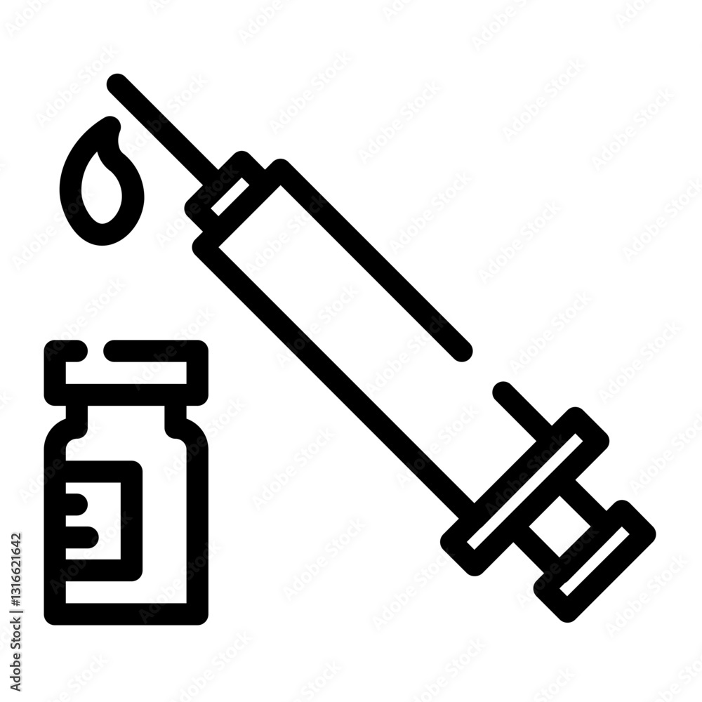 injectable chemicals cut line icon injectable chemicals cut line icon