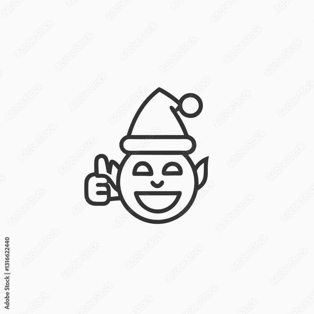 Smiling Christmas elf cartoon character showing thumbs up sign. Vector Hand Drawn Illustration Isolated On Transparent Background Smiling Christmas elf cartoon character showing thumbs up sign. Vector Hand Drawn Illustration Isolated On Transparent Background