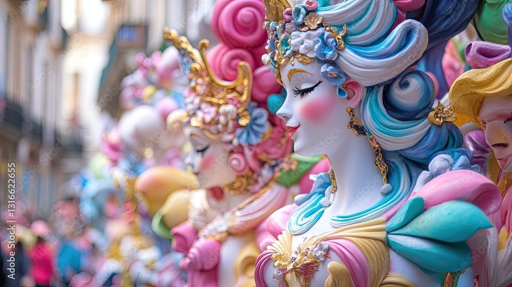 Fototapeta premium Colorful Festive Statues with Intricate Designs and Bright Details