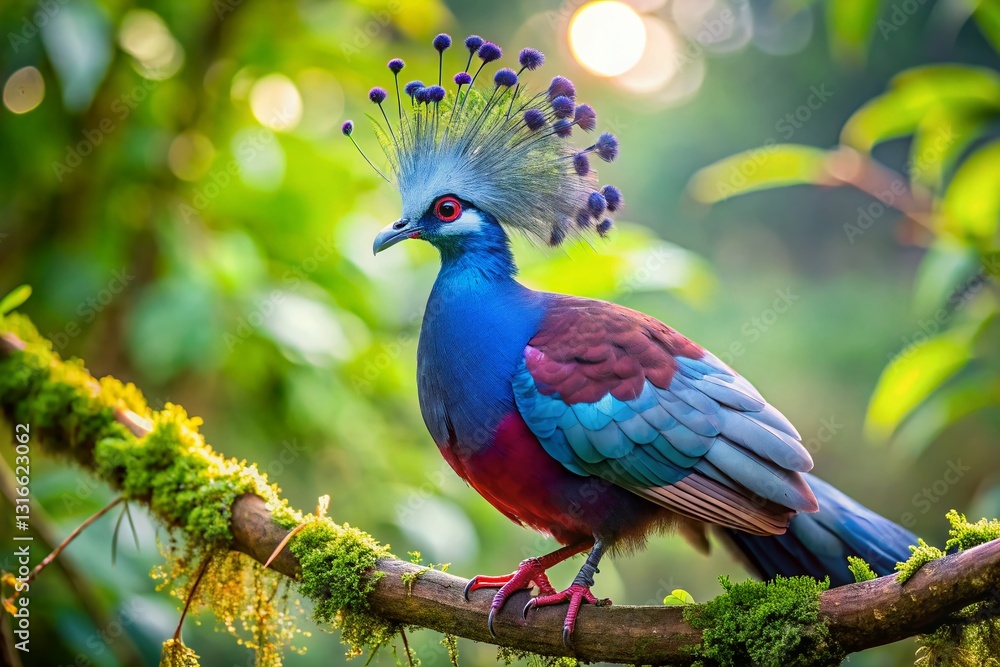 Obraz premium Victoria Crowned Pigeon, New Guinea Bird, Exotic Avian, Rainforest Bird, Large Pigeon