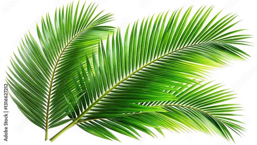 Lush Green Palm Branches Isolated on White Background - Tropical Foliage Stock Photo Lush Green Palm Branches Isolated on White Background - Tropical Foliage Stock Photo