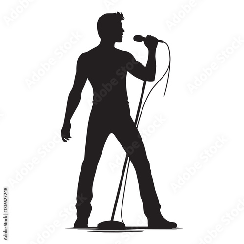 Charismatic Singer silhouette, commanding the stage with presence - Singer illustration - Minimalist Singer vector - Profession silhouette
