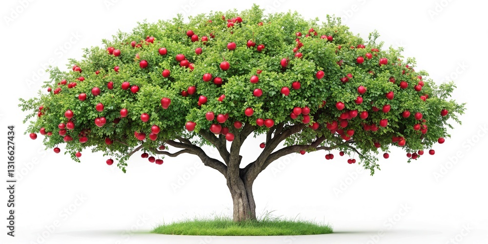 Obraz premium Lush Red Apples Hanging on a Branch, Autumn Harvest, Orchard Tree