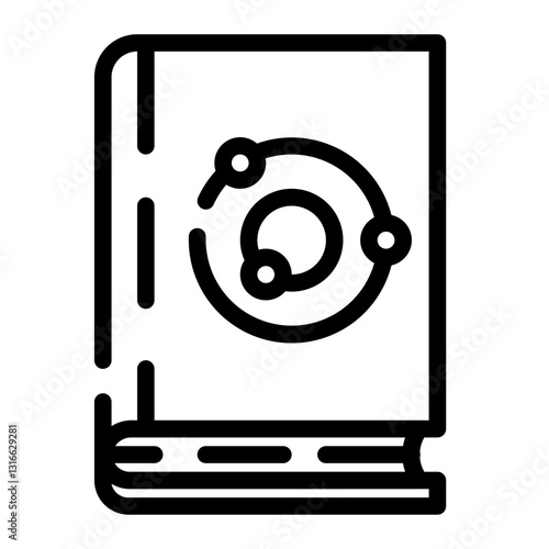 solar system and atom book cut line icon