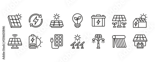 Solar Energy Icon Set. Vector Graphic Illustration.