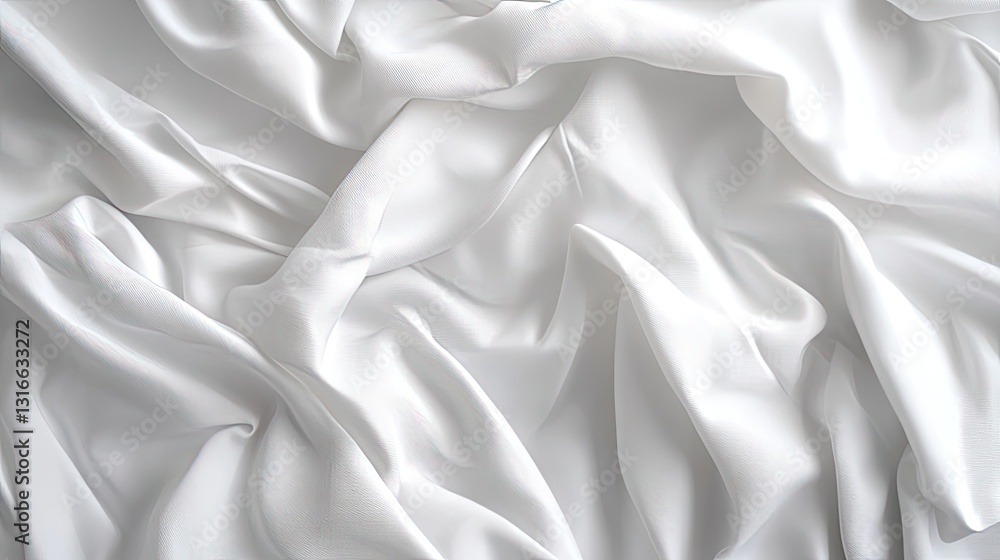 Obraz premium Soft White Drapery Fabric with Elegant Textures and Smooth Flow