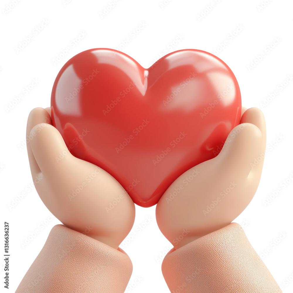 Obraz premium Caring Hands Hold Heart for 3D Render.