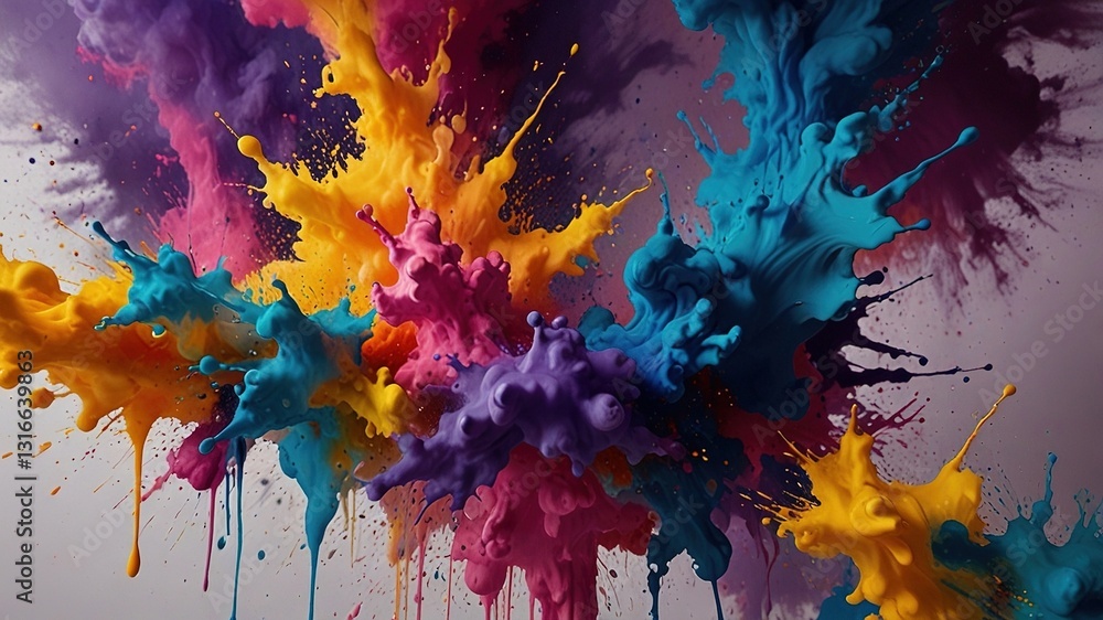 A Vibrant Explosion Of Color, A Symphony Of Hues Dancing In A Dynamic, Energetic Burst Against A Muted Grey Backdrop A Vibrant Explosion Of Color, A Symphony Of Hues Dancing In A Dynamic, Energetic Burst Against A Muted Grey Backdrop