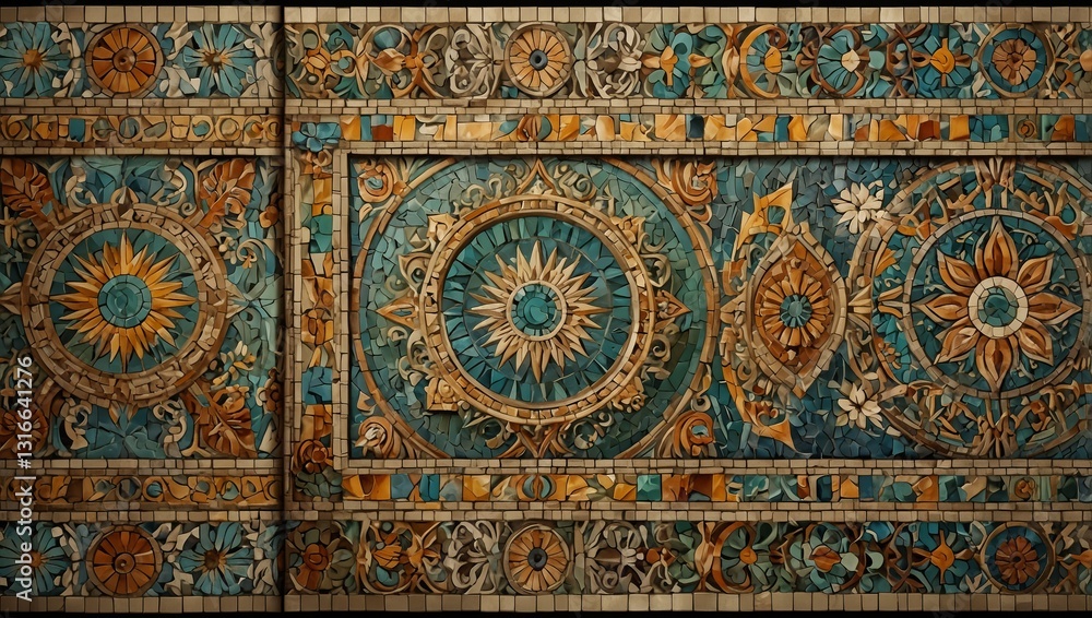 Set of vertical or horizontal banners with detail of ancient mosaic walls Set of vertical or horizontal banners with detail of ancient mosaic walls