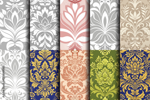 Elegant decorative patterns in various colors and styles, perfect for design projects.