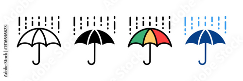 Umbrella Icon Set Multiple Style Collection