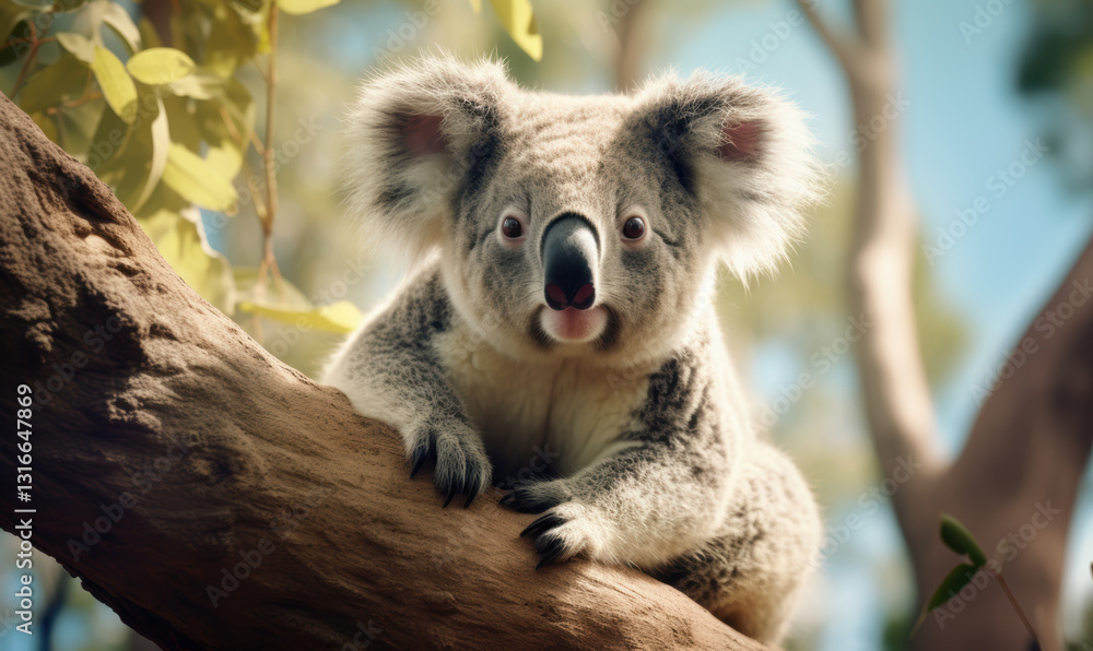 Obraz premium A koala is sitting on a tree branch