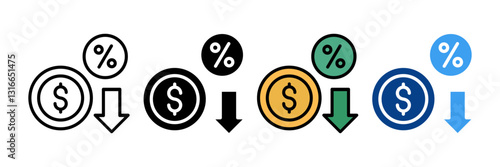 Reduced Prices Icon Set Multiple Style Collection