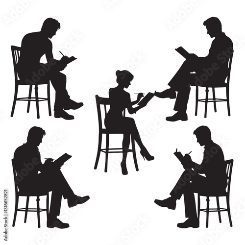 Dedicated Writer silhouette, tirelessly perfecting each sentence - Writer illustration - Minimalist Writer vector - Profession silhouette
