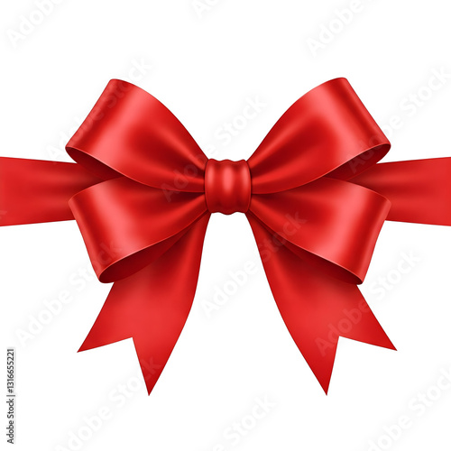 red ribbon bow on white background, PNG transparent