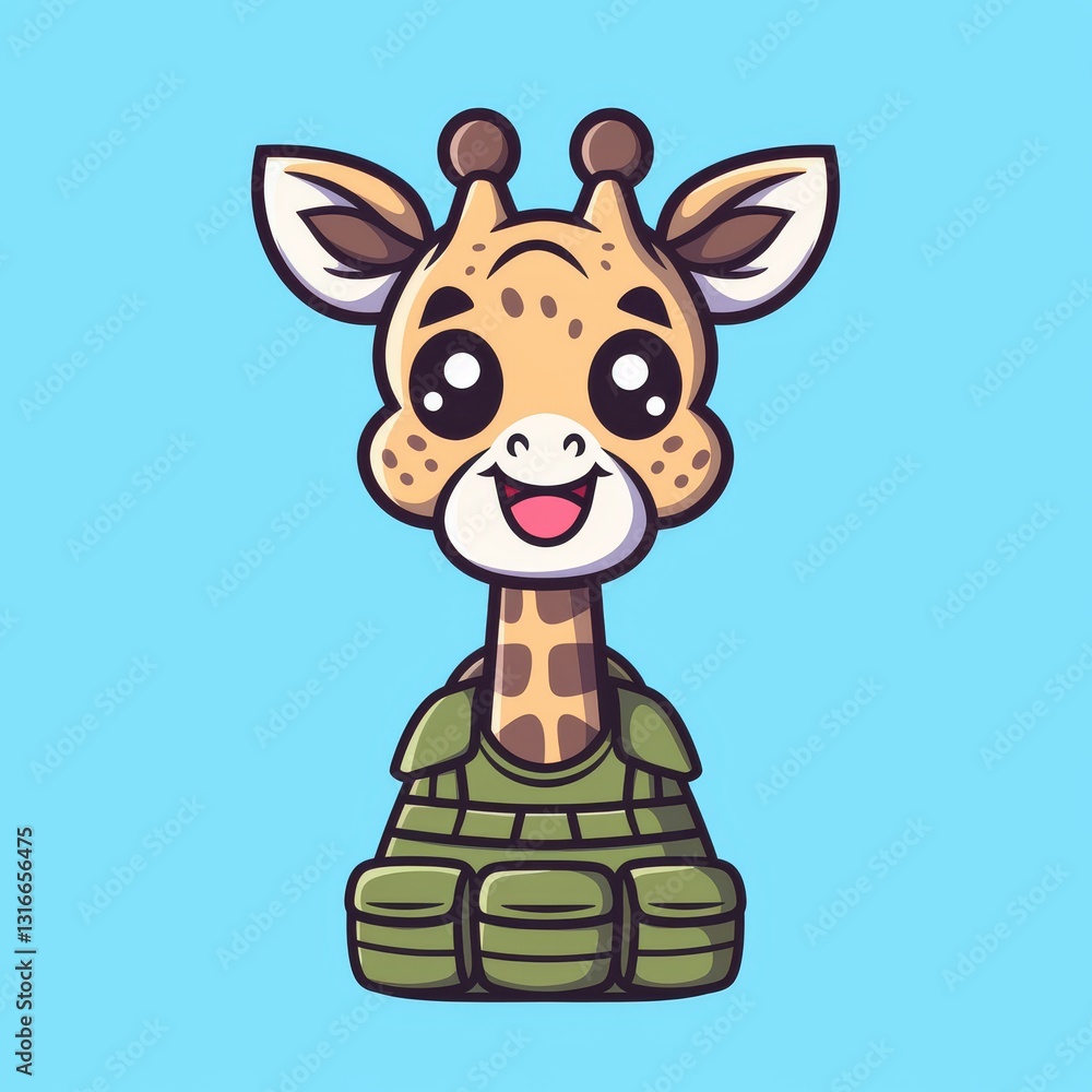 Obraz premium Cute Giraffe Backpack Cartoon