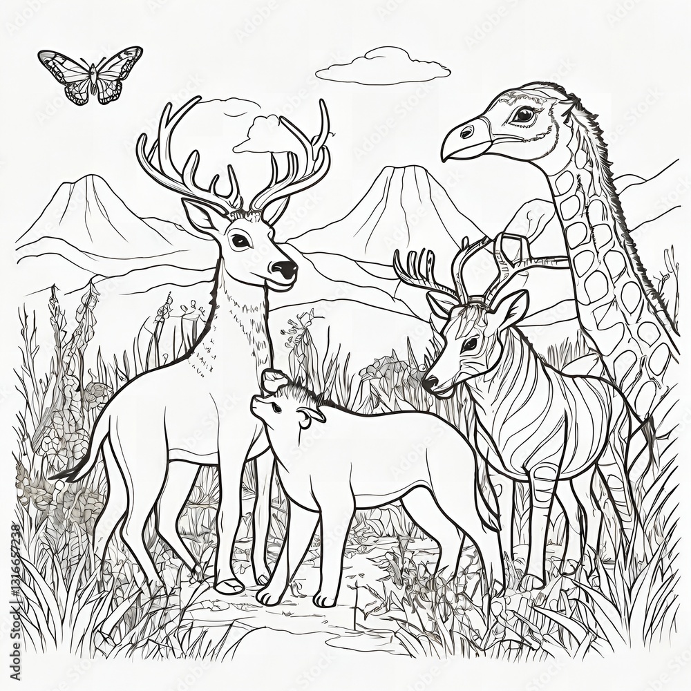 Fototapeta premium A creative tiger drawing waiting for vibrant energy