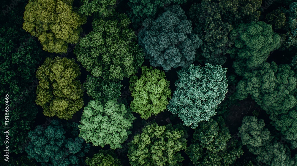 Naklejka premium Aerial View of Lush Green Forest Canopy