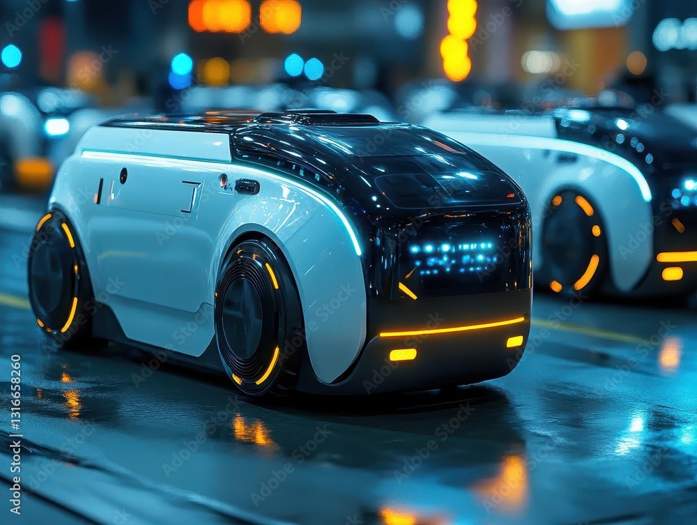 Engineers developing autonomous delivery robots for urban areas, Autonomous Vehicles, Futuristic and efficient Engineers developing autonomous delivery robots for urban areas, Autonomous Vehicles, Futuristic and efficient
