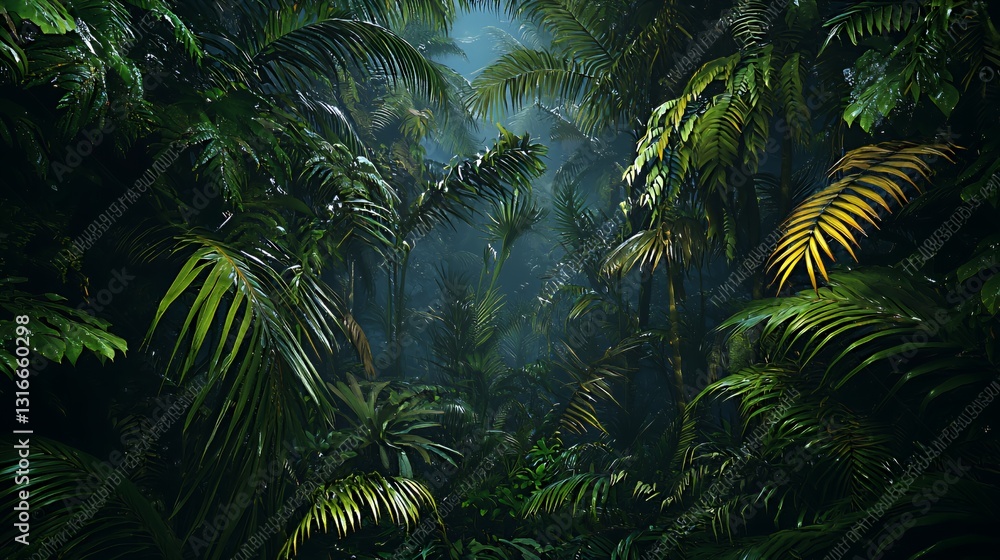 Fototapeta premium Lush Green Tropical Rainforest Digital Art