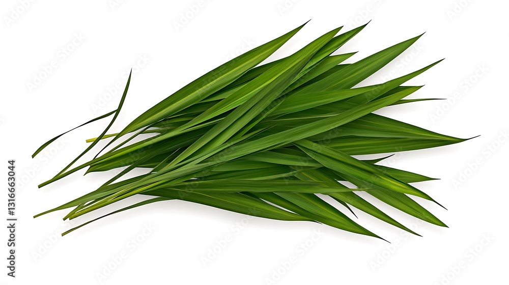 Fototapeta premium Vibrant Green Palm Leaves on White Background AI Generated