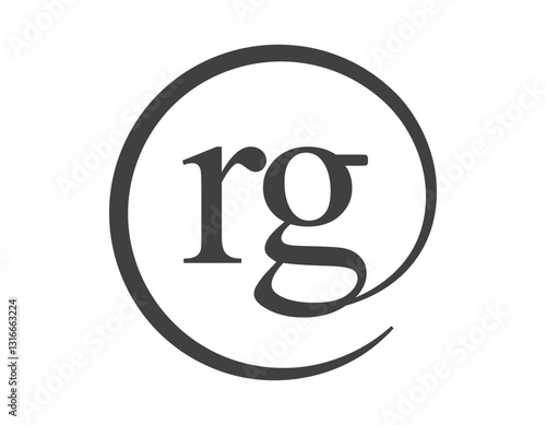 RG logo from two letter with circle shape email sign style. R and G round logotype of business company
