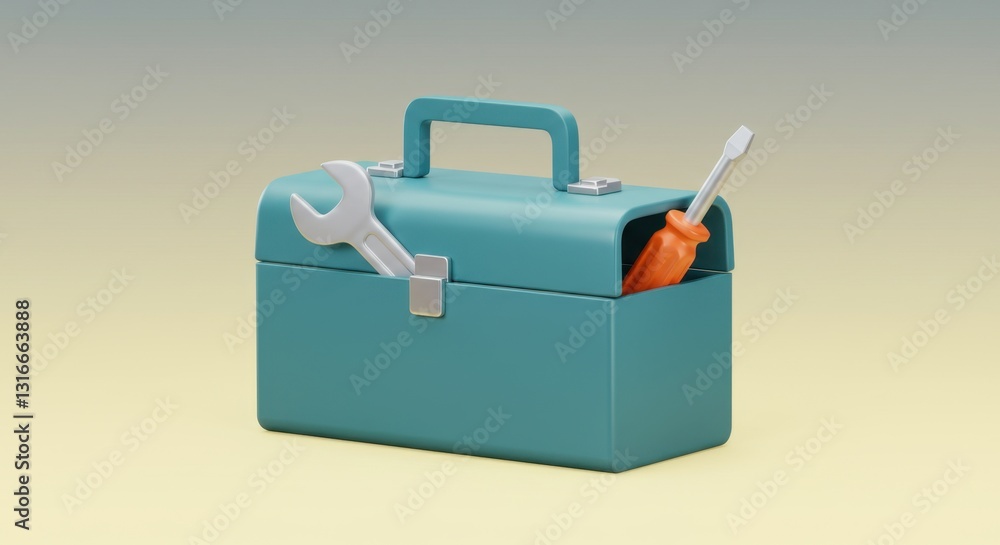 Clean Illustration of Toolbox with Wrench and Screwdriver