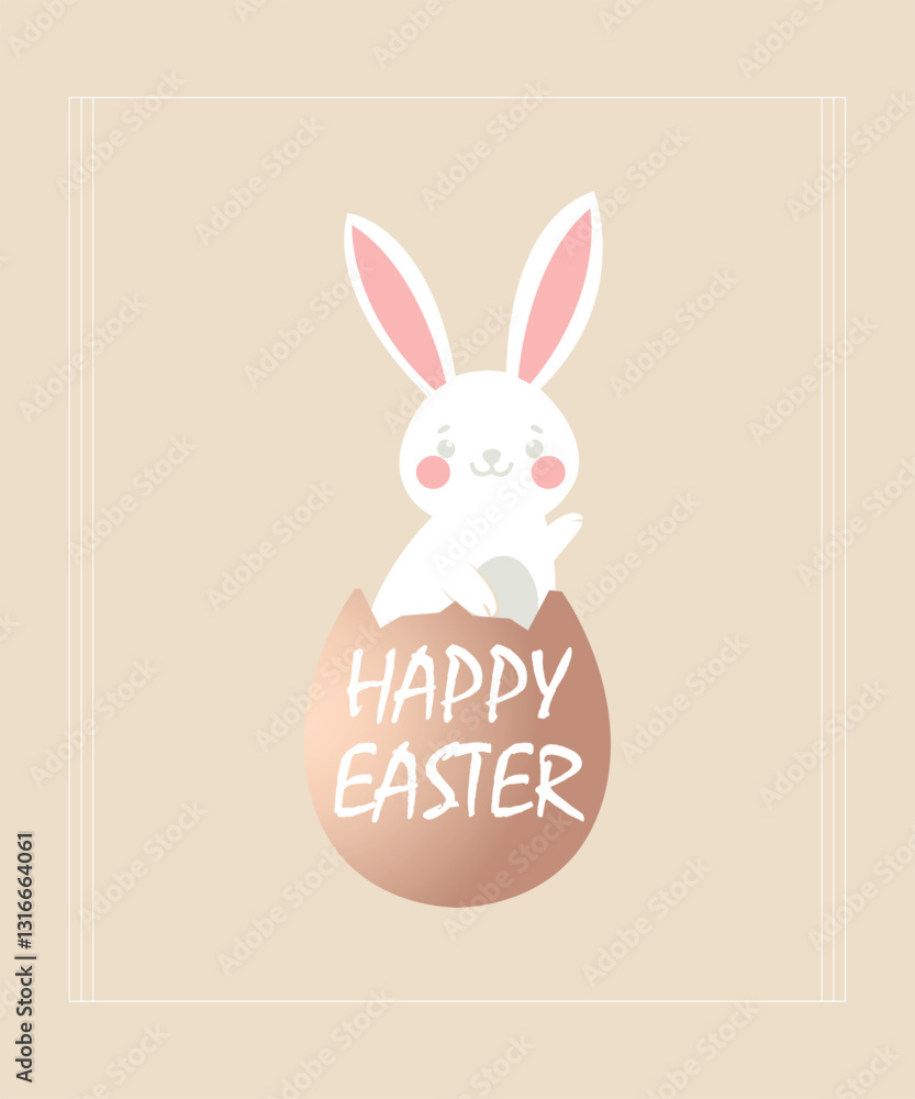 Fototapeta premium Adorable Bunny Emerging from an Easter Egg