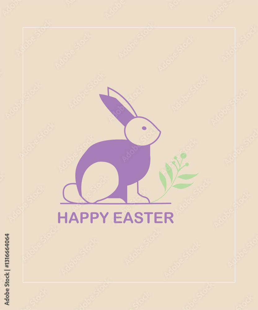 Vector Illustration of a Minimalist Bunny for Happy Easter Vector Illustration of a Minimalist Bunny for Happy Easter