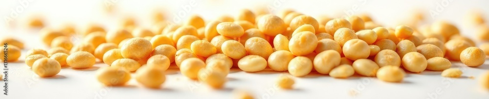 High-magnification shot of soybean seeds on a white background, cereal, nature High-magnification shot of soybean seeds on a white background, cereal, nature