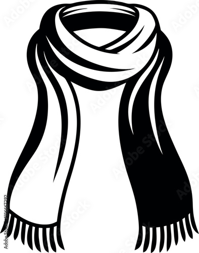 Scarves vector silhouette line art 